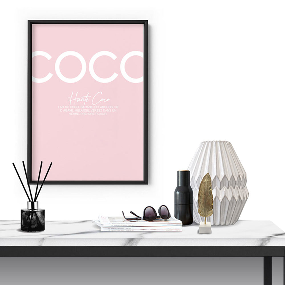 Haute Coco Blush - Art Print, Poster, Stretched Canvas or Framed Wall Art Prints, shown framed in a room