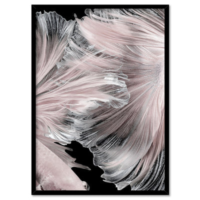 Betta Pair in Pale Pink & Black I - Art Print, Poster, Stretched Canvas, or Framed Wall Art Print, shown in a black frame