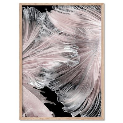 Betta Pair in Pale Pink & Black I - Art Print, Poster, Stretched Canvas, or Framed Wall Art Print, shown in a natural timber frame
