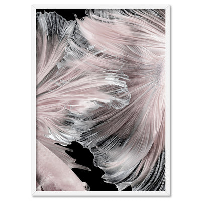 Betta Pair in Pale Pink & Black I - Art Print, Poster, Stretched Canvas, or Framed Wall Art Print, shown in a white frame