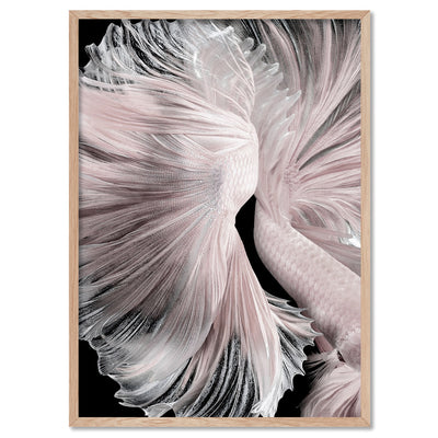 Betta Pair in Pale Pink & Black II - Art Print, Poster, Stretched Canvas, or Framed Wall Art Print, shown in a natural timber frame