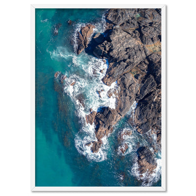 Rocky Coast from Above I  - Art Print, Poster, Stretched Canvas, or Framed Wall Art Print, shown in a white frame