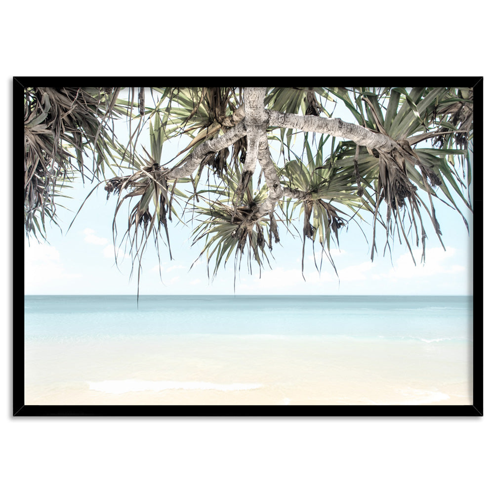Wategos Beach Byron View - Art Print, Poster, Stretched Canvas, or Framed Wall Art Print, shown in a black frame