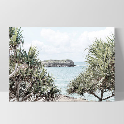Coolangatta Ocean View - Art Print, Poster, Stretched Canvas, or Framed Wall Art Print, shown as a stretched canvas or poster without a frame
