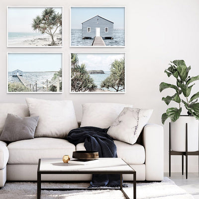Coolangatta Ocean View - Art Print, Poster, Stretched Canvas or Framed Wall Art, shown framed in a home interior space