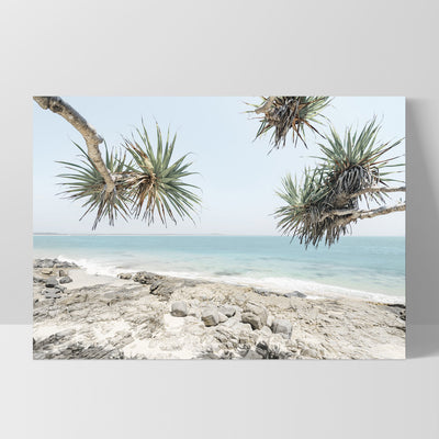 Noosa Coastal Beach View II - Art Print, Poster, Stretched Canvas, or Framed Wall Art Print, shown as a stretched canvas or poster without a frame