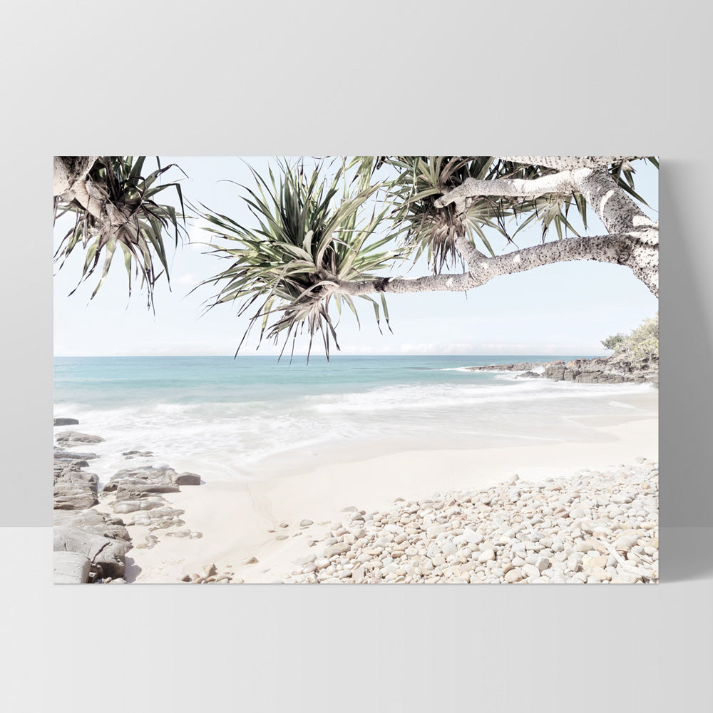 Sunshine Coast Beach - Art Print, Poster, Stretched Canvas, or Framed Wall Art Print, shown as a stretched canvas or poster without a frame