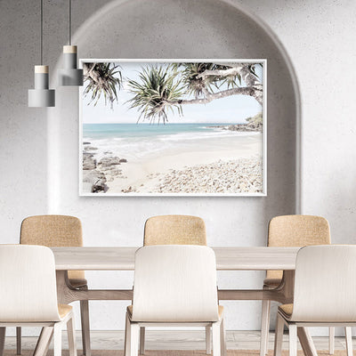 Sunshine Coast Beach - Art Print, Poster, Stretched Canvas or Framed Wall Art Prints, shown framed in a room