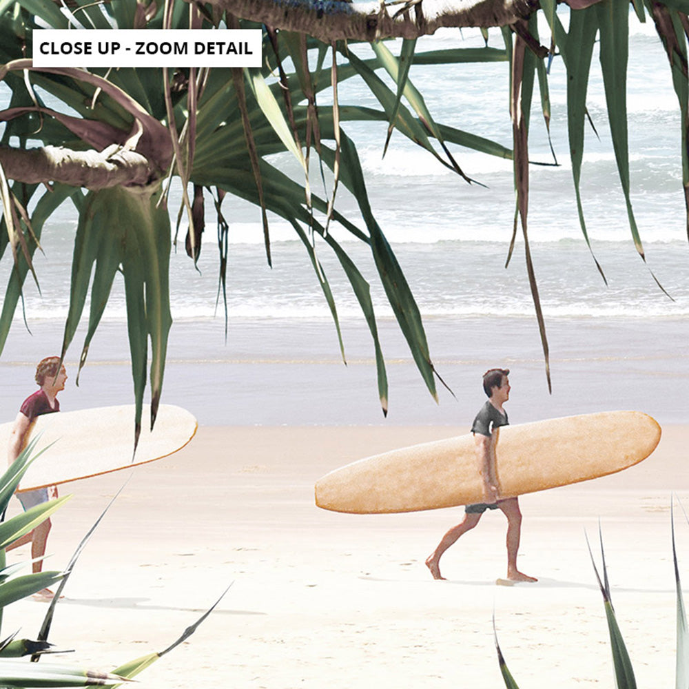 Byron Wategos Beach Palm View II - Art Print, Poster, Stretched Canvas or Framed Wall Art, Close up View of Print Resolution