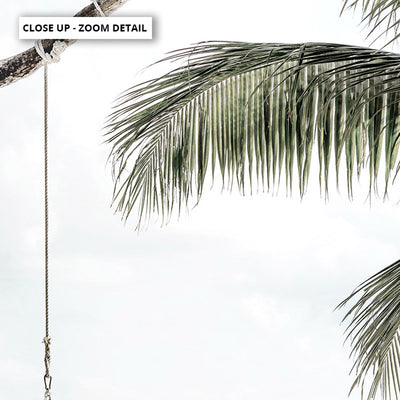 Coastal Palm beach Swing II - Art Print, Poster, Stretched Canvas or Framed Wall Art, Close up View of Print Resolution