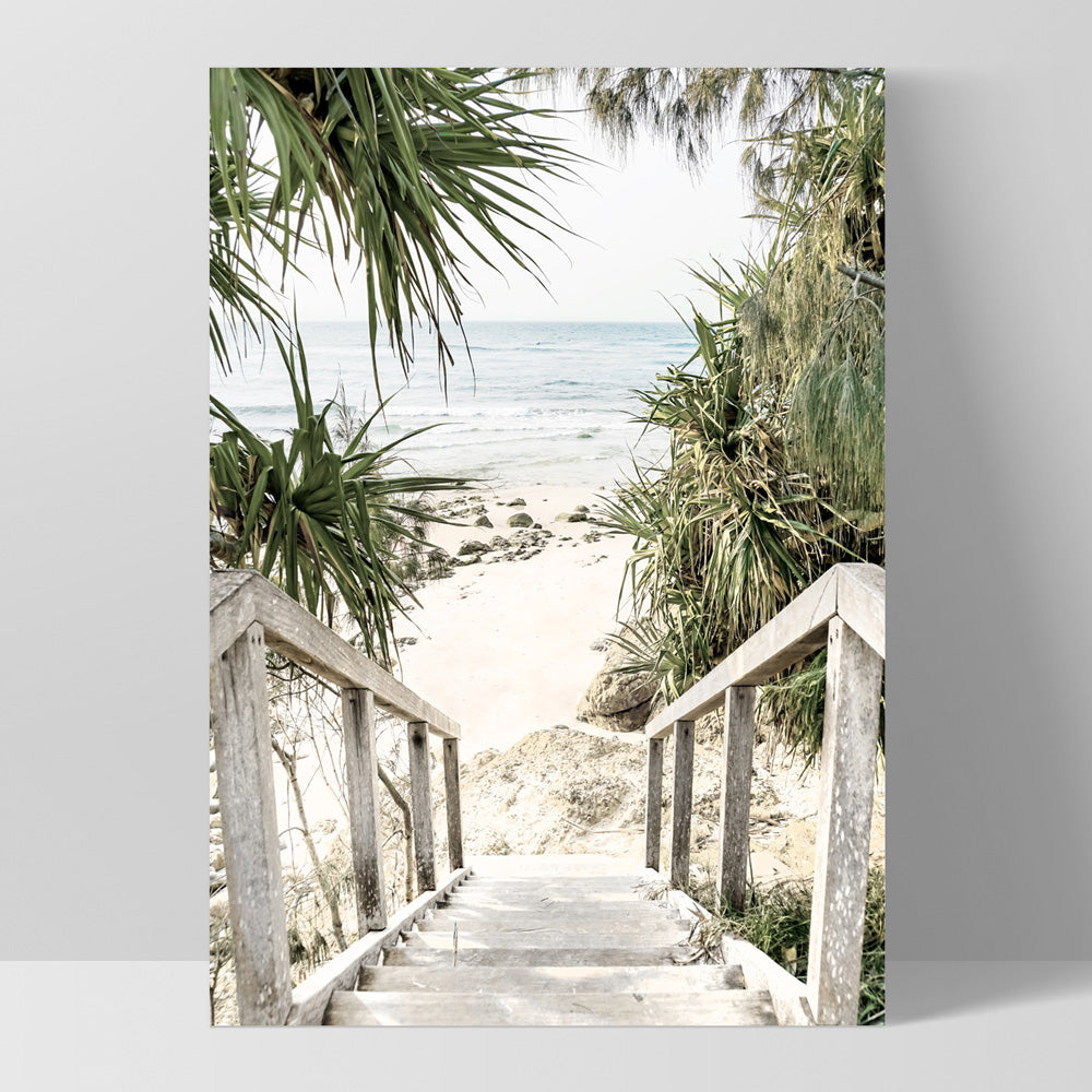 Wategos Beach Entrance Byron - Art Print, Poster, Stretched Canvas, or Framed Wall Art Print, shown as a stretched canvas or poster without a frame