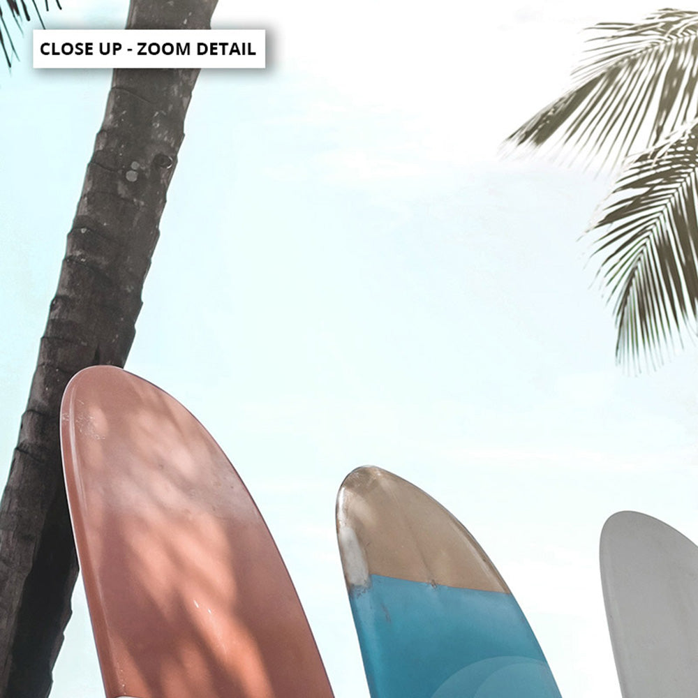 Hawaii Surfboards & Palms IV - Art Print, Poster, Stretched Canvas or Framed Wall Art, Close up View of Print Resolution