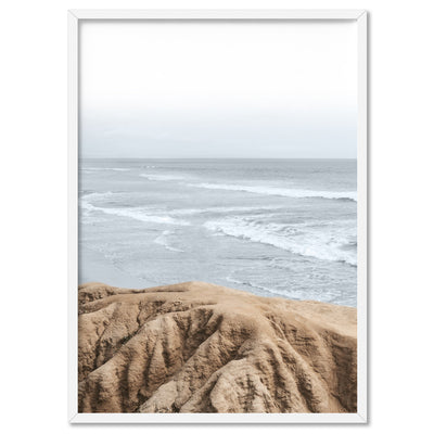 Ocean View from Rocky Coast - Art Print, Poster, Stretched Canvas, or Framed Wall Art Print, shown in a white frame