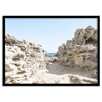 Point Peron Beach Perth I - Art Print, Poster, Stretched Canvas, or Framed Wall Art Print, shown in a black frame