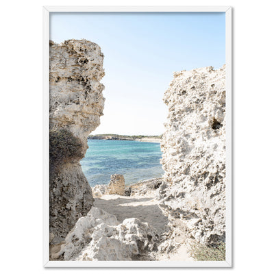 Point Peron Beach Perth IV - Art Print, Poster, Stretched Canvas, or Framed Wall Art Print, shown in a white frame