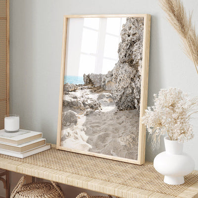 Point Peron Beach Perth V - Art Print, Poster, Stretched Canvas or Framed Wall Art, shown framed in a room