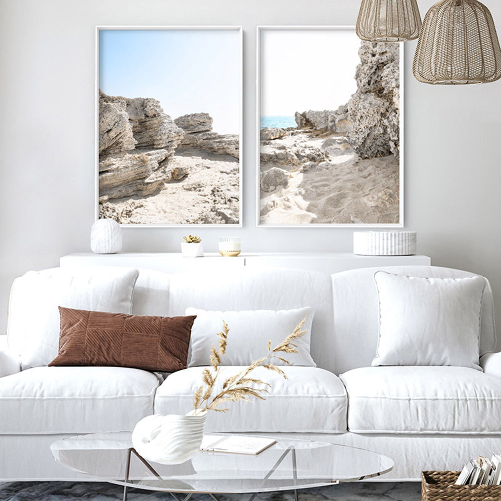 Point Peron Beach Perth V - Art Print, Poster, Stretched Canvas or Framed Wall Art, shown framed in a home interior space