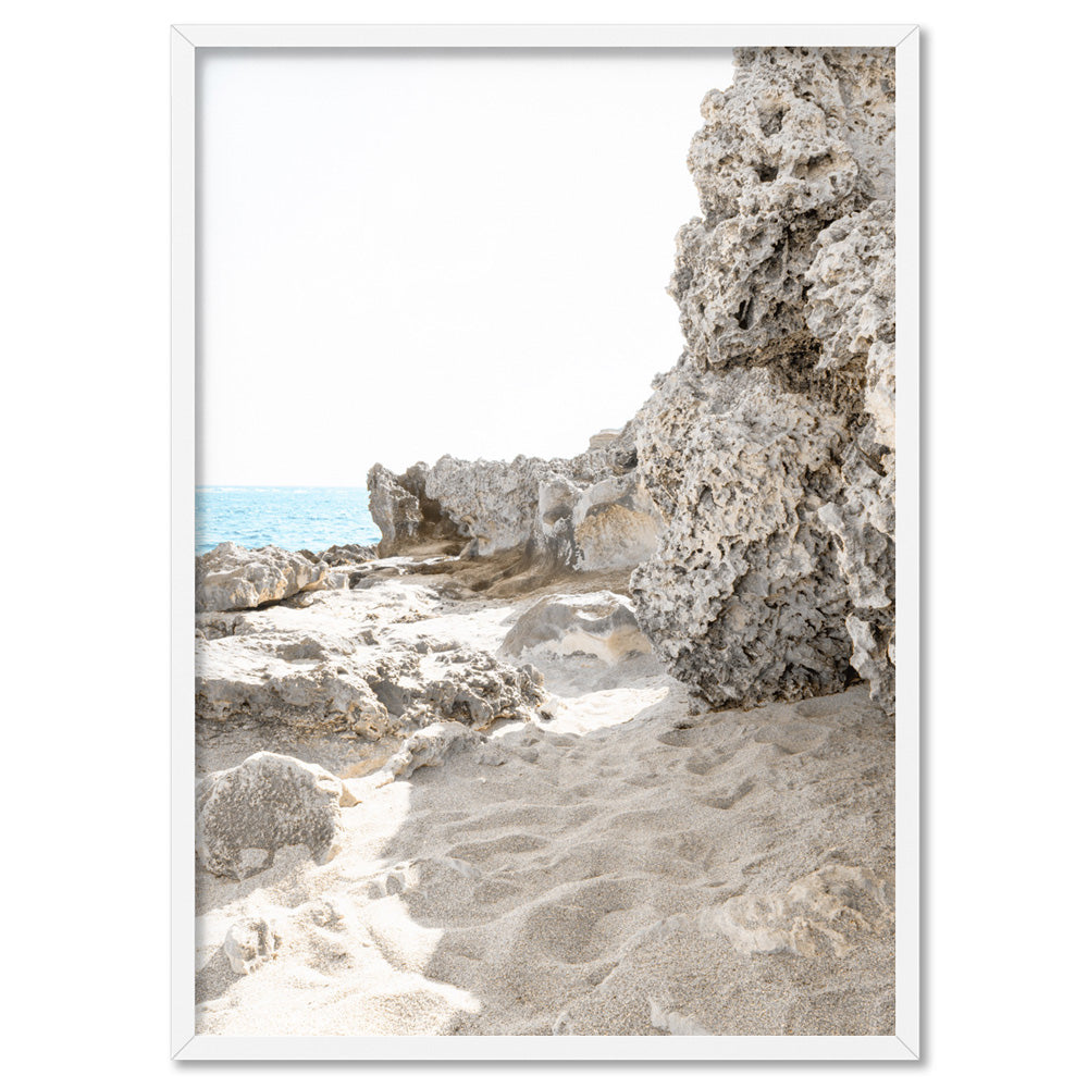 Point Peron Beach Perth V - Art Print, Poster, Stretched Canvas, or Framed Wall Art Print, shown in a white frame