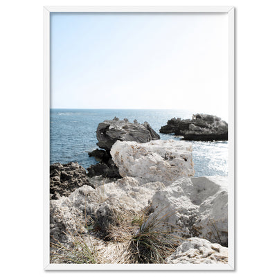 Point Peron Beach Perth VI - Art Print, Poster, Stretched Canvas, or Framed Wall Art Print, shown in a white frame
