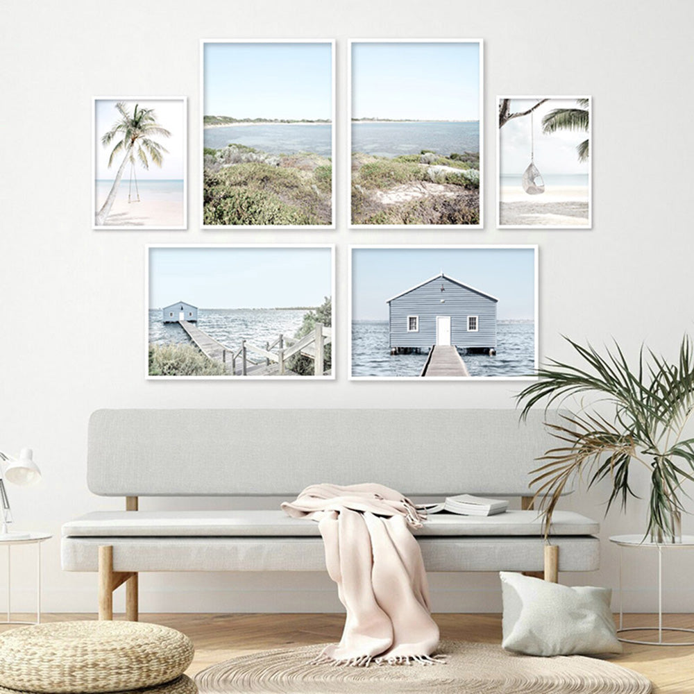 Scarborough Beach Entrance Perth- Art Print, Poster, Stretched Canvas or Framed Wall Art, shown framed in a home interior space