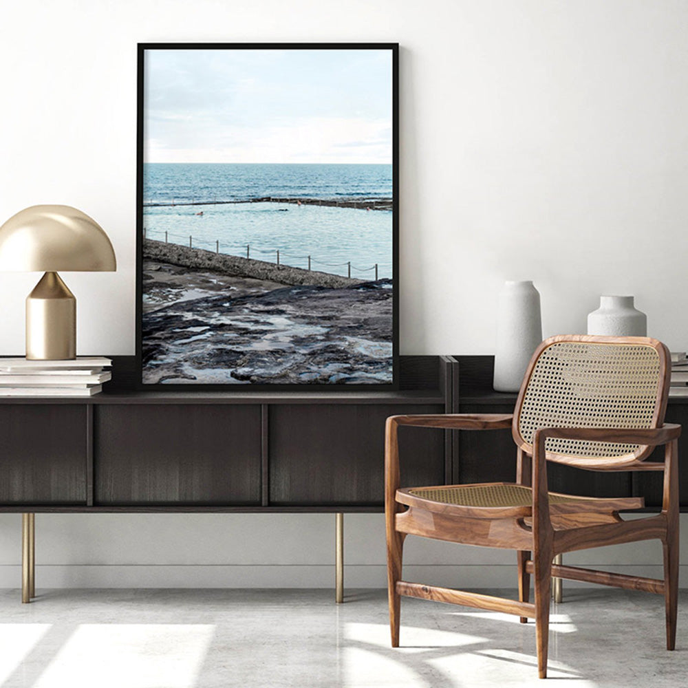 South Cronulla Rock Pool - Art Print, Poster, Stretched Canvas or Framed Wall Art Prints, shown framed in a room