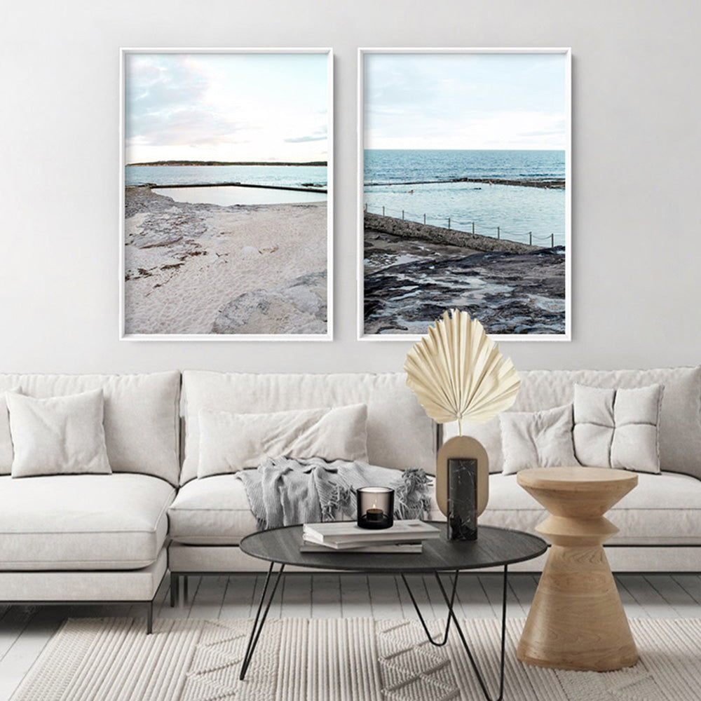 South Cronulla Rock Pool - Art Print, Poster, Stretched Canvas or Framed Wall Art, shown framed in a home interior space