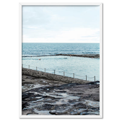 South Cronulla Rock Pool - Art Print, Poster, Stretched Canvas, or Framed Wall Art Print, shown in a white frame
