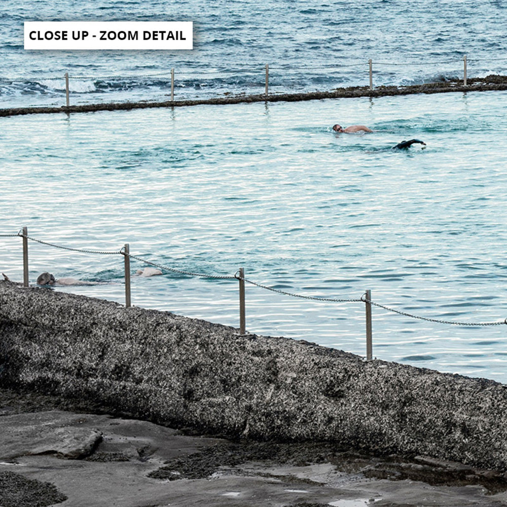 South Cronulla Rock Pool Landscape - Art Print, Poster, Stretched Canvas or Framed Wall Art, Close up View of Print Resolution