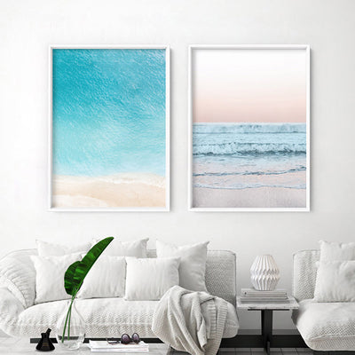 Into the Blue Ocean - Art Print, Poster, Stretched Canvas or Framed Wall Art, shown framed in a home interior space