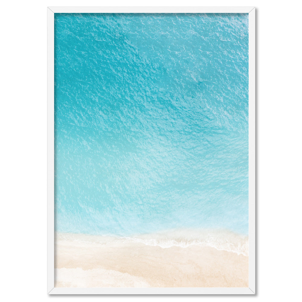 Into the Blue Ocean - Art Print, Poster, Stretched Canvas, or Framed Wall Art Print, shown in a white frame