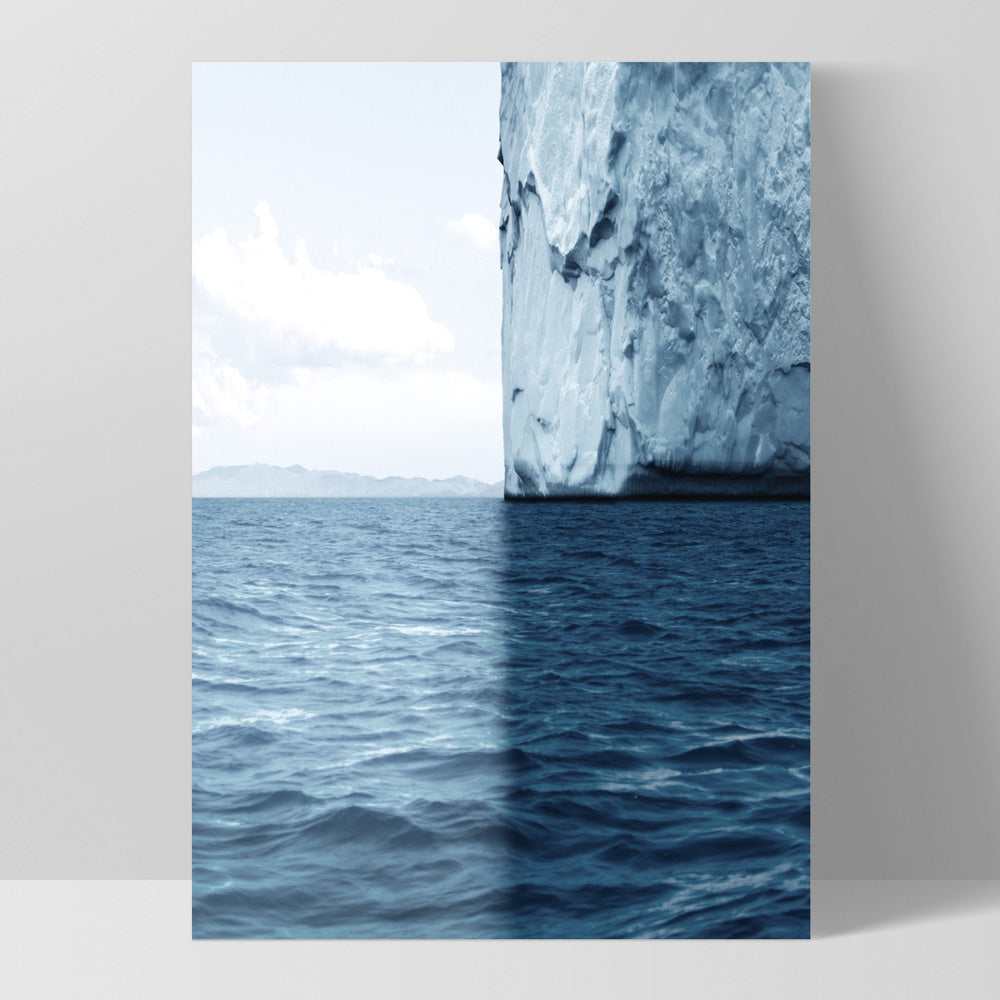 Sea, Ocean, Sky & Glacier - Art Print, Poster, Stretched Canvas, or Framed Wall Art Print, shown as a stretched canvas or poster without a frame