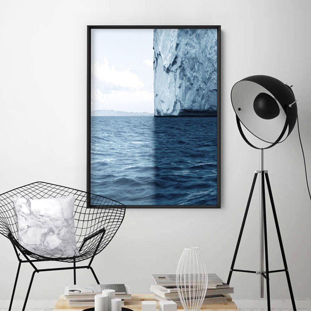 Sea, Ocean, Sky & Glacier - Art Print, Poster, Stretched Canvas or Framed Wall Art Prints, shown framed in a room