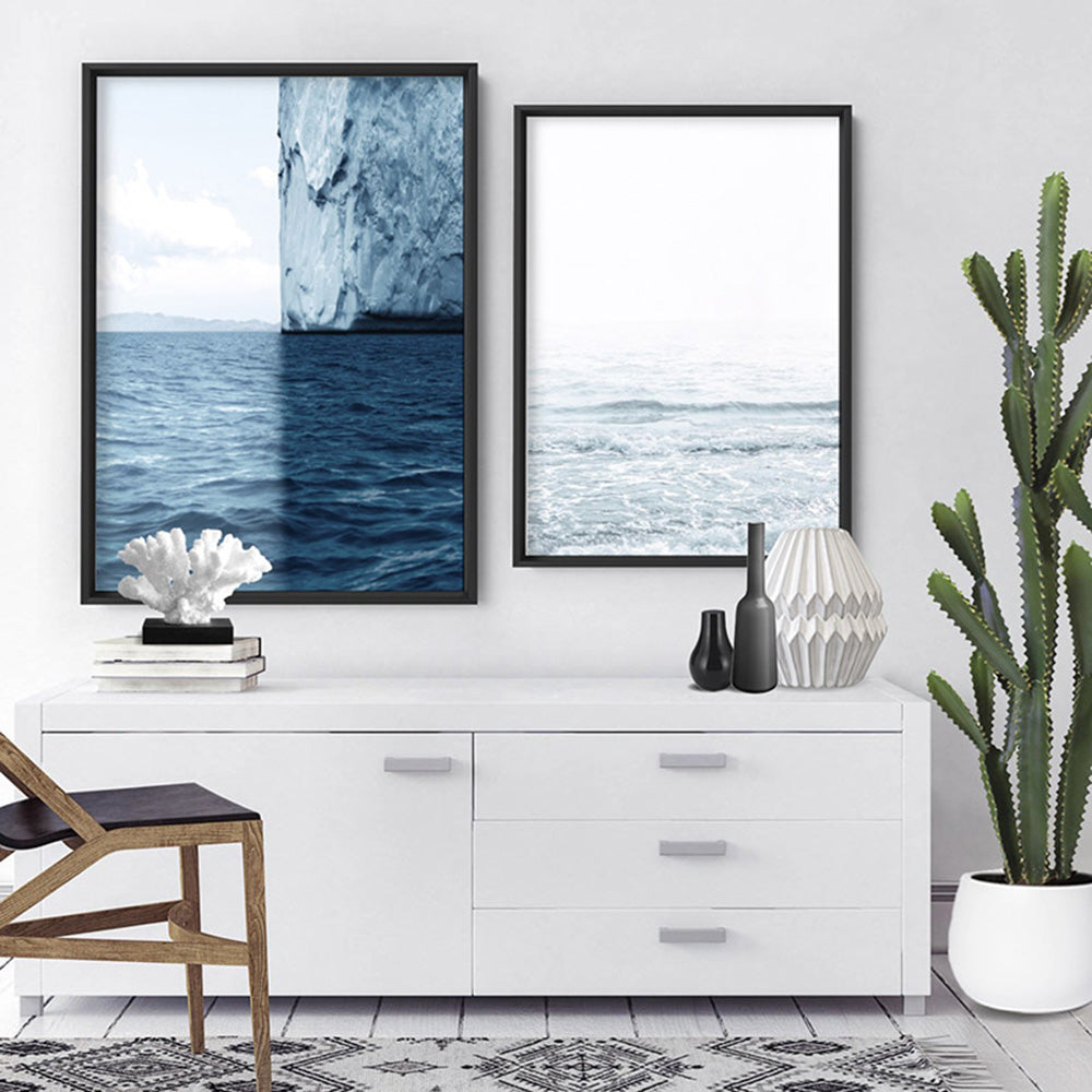 Sea, Ocean, Sky & Glacier - Art Print, Poster, Stretched Canvas or Framed Wall Art, shown framed in a home interior space