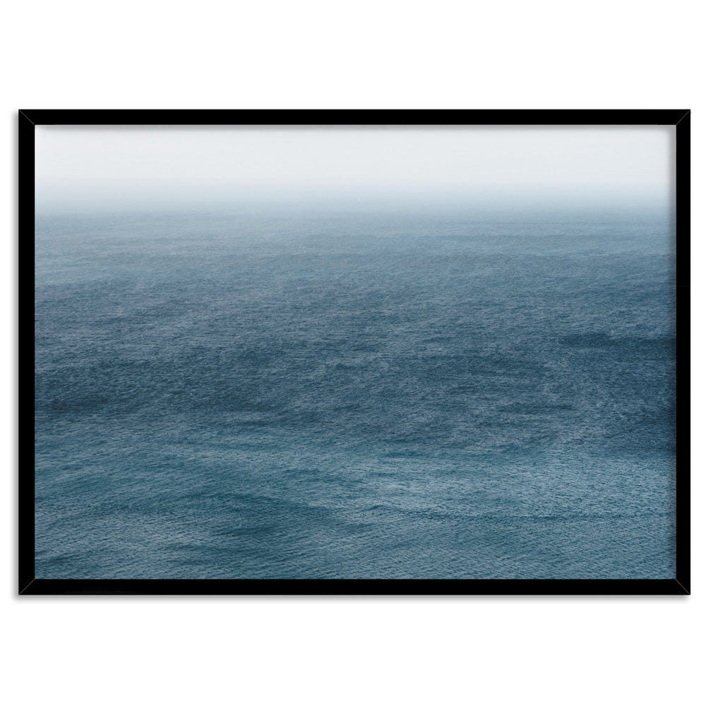 Deep Sea Ocean View in Landscape - Art Print, Poster, Stretched Canvas, or Framed Wall Art Print, shown in a black frame