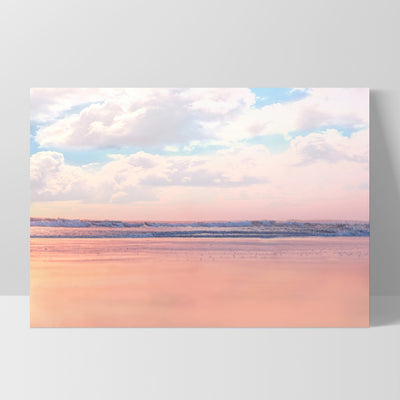 Pastel Candy Beach Horizon - Art Print, Poster, Stretched Canvas, or Framed Wall Art Print, shown as a stretched canvas or poster without a frame