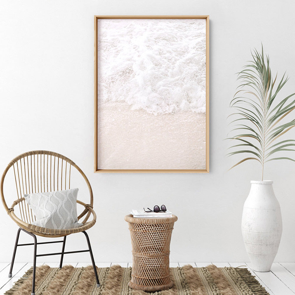Still IV | Sand & Water - Art Print, Poster, Stretched Canvas or Framed Wall Art, shown framed in a room