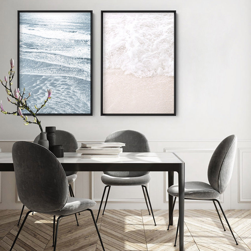Still IV | Sand & Water - Art Print, Poster, Stretched Canvas or Framed Wall Art, shown framed in a home interior space