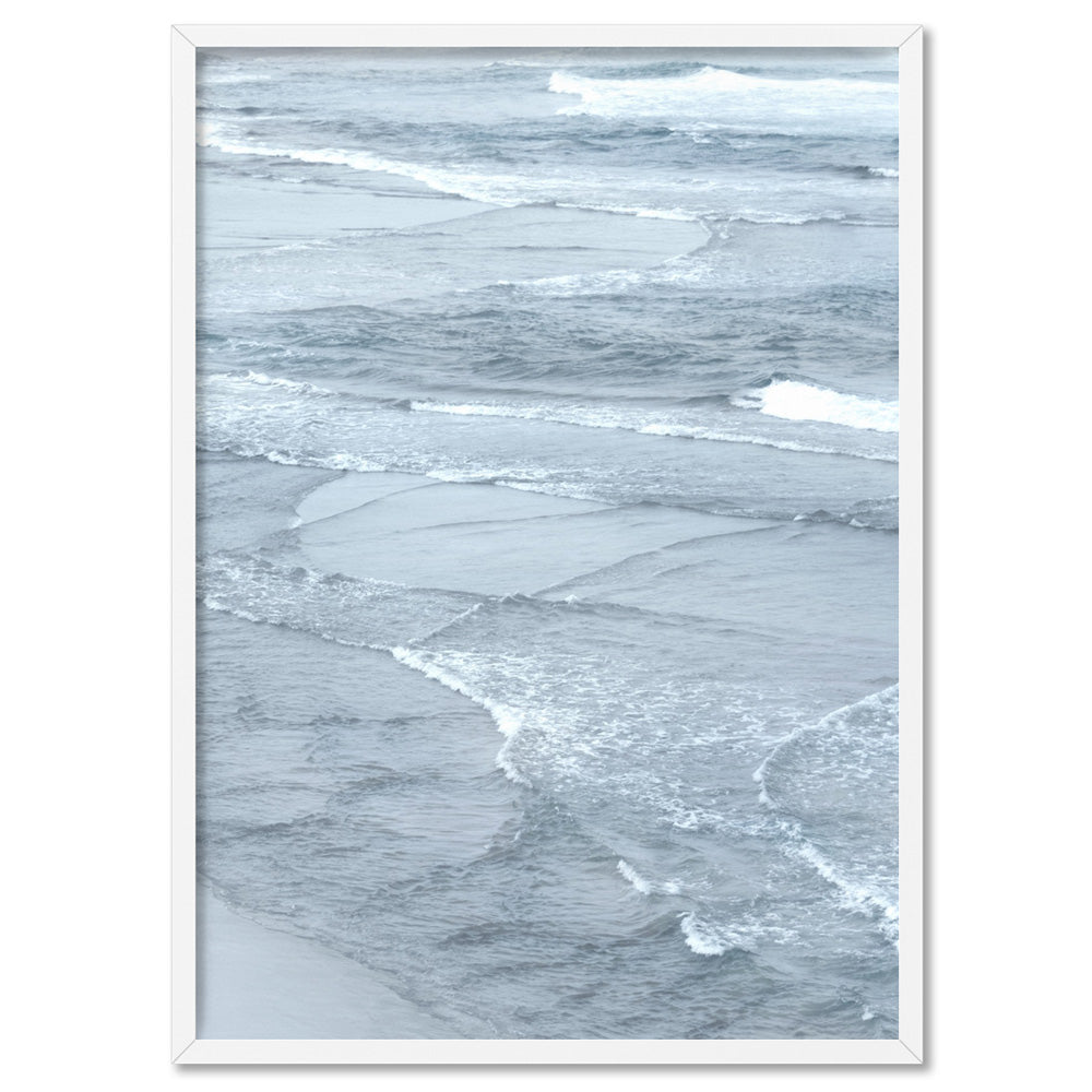Beach Tides in Bondi - Art Print, Poster, Stretched Canvas, or Framed Wall Art Print, shown in a white frame