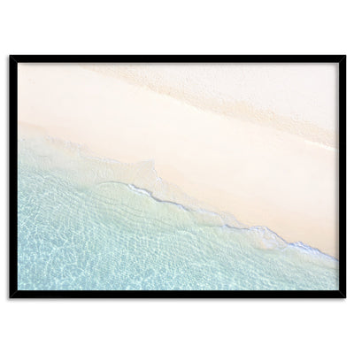 From Above | Whitehaven Beach - Art Print, Poster, Stretched Canvas, or Framed Wall Art Print, shown in a black frame