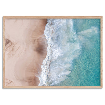 Eleven Mile Beach Aerial II - Art Print, Poster, Stretched Canvas, or Framed Wall Art Print, shown in a natural timber frame