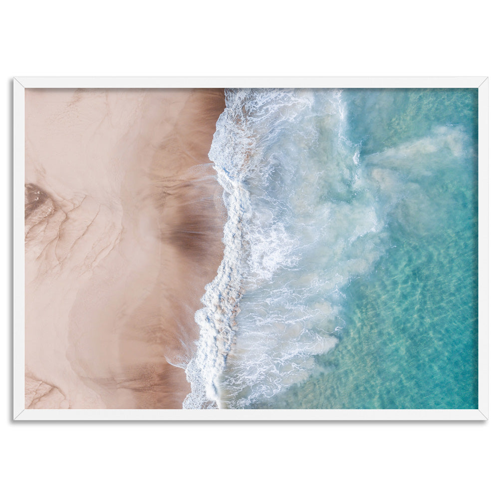 Eleven Mile Beach Aerial II - Art Print, Poster, Stretched Canvas, or Framed Wall Art Print, shown in a white frame