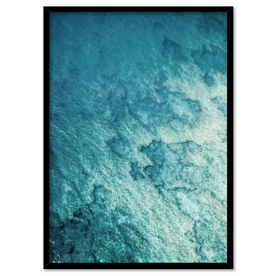 From Above | Coral Reef I - Art Print, Poster, Stretched Canvas, or Framed Wall Art Print, shown in a black frame