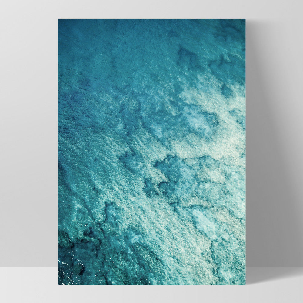 From Above | Coral Reef I - Art Print, Poster, Stretched Canvas, or Framed Wall Art Print, shown as a stretched canvas or poster without a frame