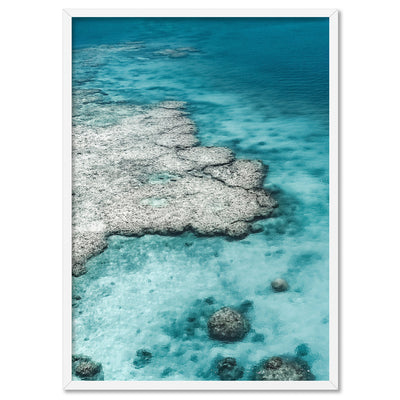 From Above | Coral Reef II - Art Print, Poster, Stretched Canvas, or Framed Wall Art Print, shown in a white frame