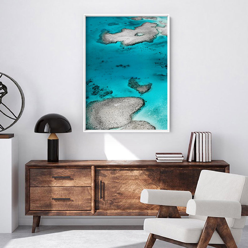 The Reef I - Art Print, Poster, Stretched Canvas or Framed Wall Art, shown framed in a room