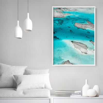 The Reef II - Art Print, Poster, Stretched Canvas or Framed Wall Art, shown framed in a room