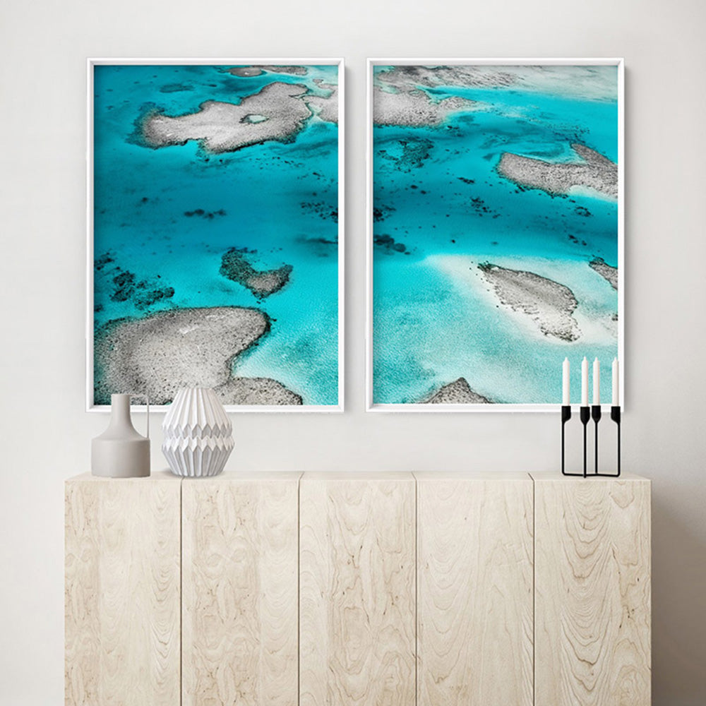 The Reef II - Art Print, Poster, Stretched Canvas or Framed Wall Art, shown framed in a home interior space