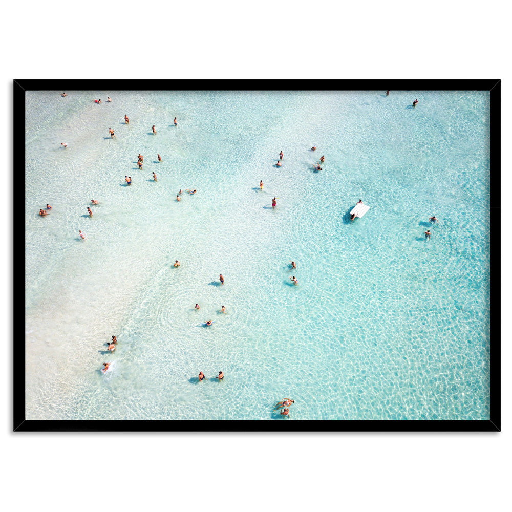 Aerial Summer Beach I - Art Print, Poster, Stretched Canvas, or Framed Wall Art Print, shown in a black frame