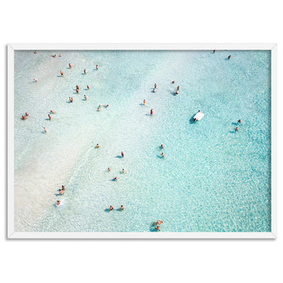 Aerial Summer Beach I - Art Print, Poster, Stretched Canvas, or Framed Wall Art Print, shown in a white frame