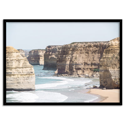 The Twelve Apostles II - Art Print, Poster, Stretched Canvas, or Framed Wall Art Print, shown in a black frame